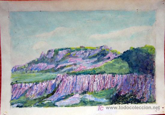 Kunst: 1650.- Acuarela 18x26 ,,, Atribuido a S. Amargant ,,, Monta&ntilde;a de Sant Lloren&ccedil; del Munt