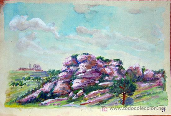 Arte: 1651.- Acuarela 18x26 ,,, Atribuido a S. Amargant ,,, Aproximaci&oacute; a La Mola , Sant Lloren&ccedil; del Munt