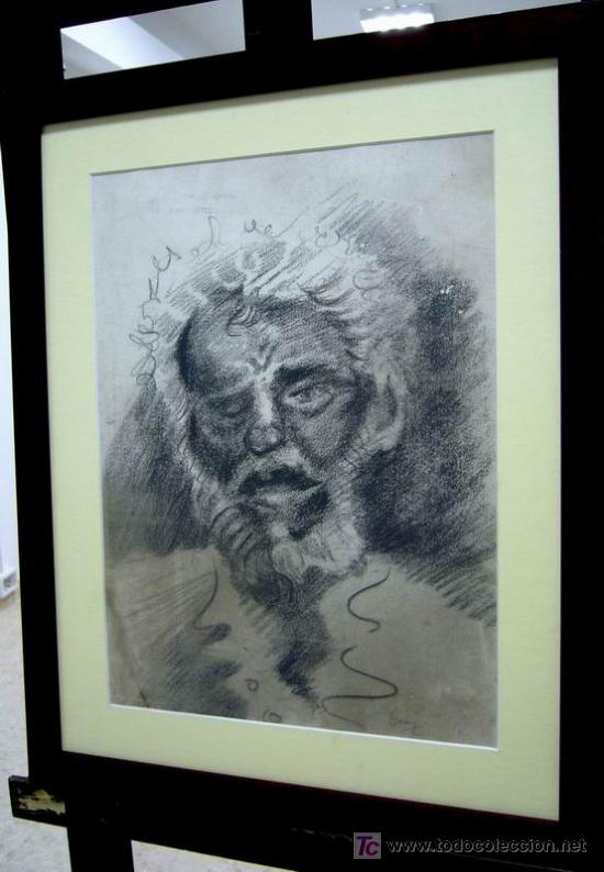 Arte: 1347.- DIBUJO 55x45 ,,,ROSTRO ,,, GUMERSINDO SAINZ
