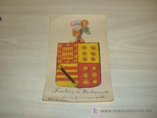 Arte: escudo heraldico sanchez de bustamante de su privilegio de hidalguia