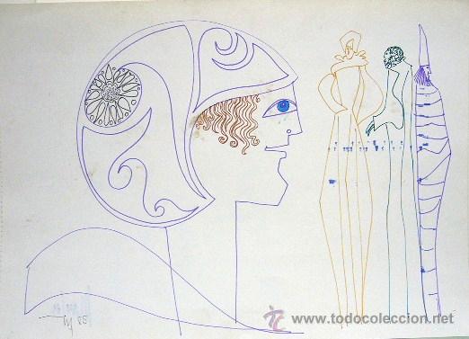 Arte: 1812.- Tinta color sobre papel  48x34. Los tres reyes.  MANFER