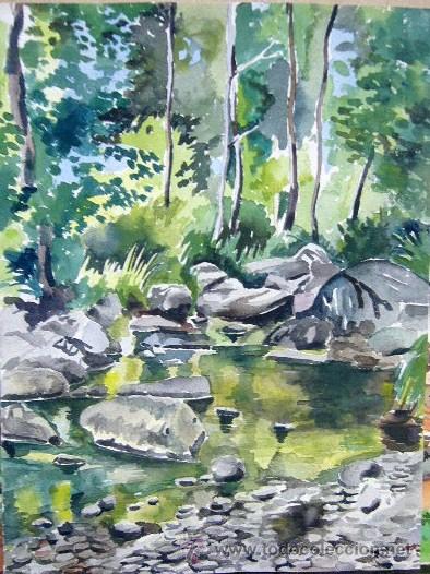 Art: 1843.- Acuarela 32x24. Rio. G.PASCUAL