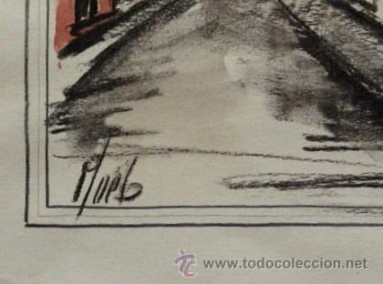 Arte: 2049.- Pastel y acuarela 32x49. MOEB. Calle con edificio Molino. - Foto 2