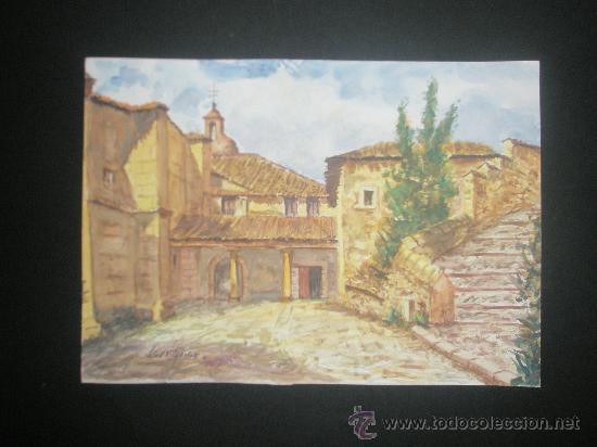 Kunst: ACUARELA FIRMADA POR JUAN VILLAMOR HACIA EL A&Ntilde;O  1970 PAISAJE RURAL