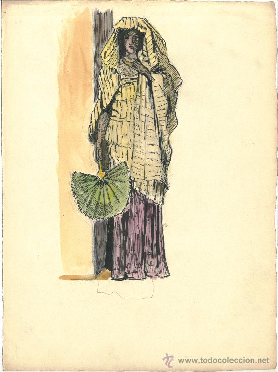 Arte: Mujer con abanico (La Samaritana) - Foto 1