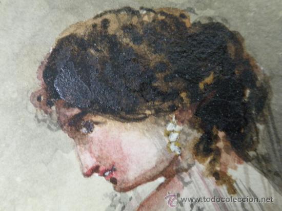 Arte: JOSE DE VELASCO. DAMA CON ABANICO. - Foto 3