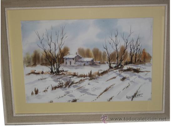 Arte: CUADRO - PAISAJE NEVADO - del Autor: Rufino. Entrega en mano en Madrid