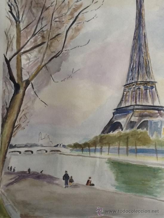 Arte: Acuarela firmada BERTO: Tour Eiffel - Foto 1