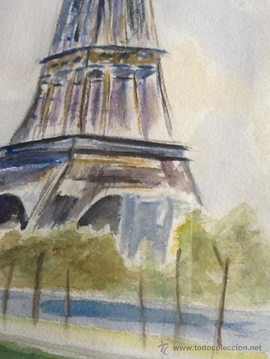 Arte: Acuarela firmada BERTO: Tour Eiffel - Foto 4