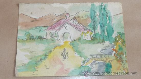 Arte: Antiguo dibujo acuarela - Foto 1