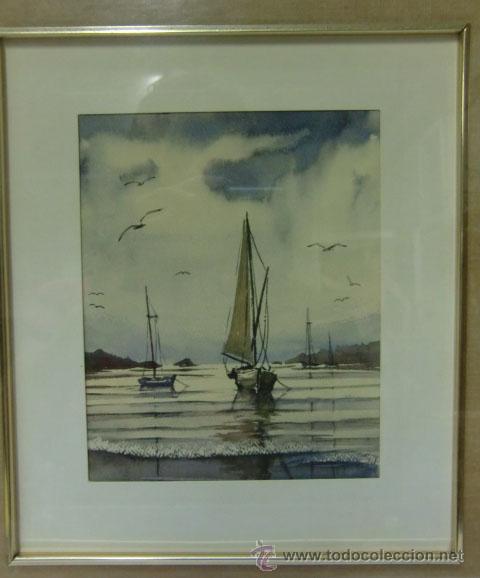 Arte: Acuarela, mar con barcos - Foto 2
