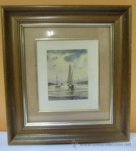 Arte: Acuarela, mar con barcos - Foto 1