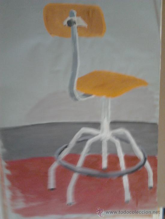Kunst: gouache medidas 70x50cms firmado jorge 94 de una exposicion sobre sillas