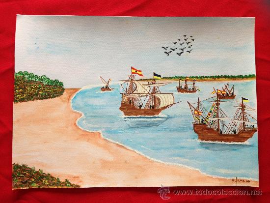 Arte: ACUARELA ORIGINAL MARINERA NAVIOS - Foto 1