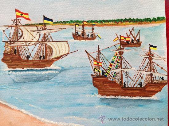 Arte: ACUARELA ORIGINAL MARINERA NAVIOS - Foto 2