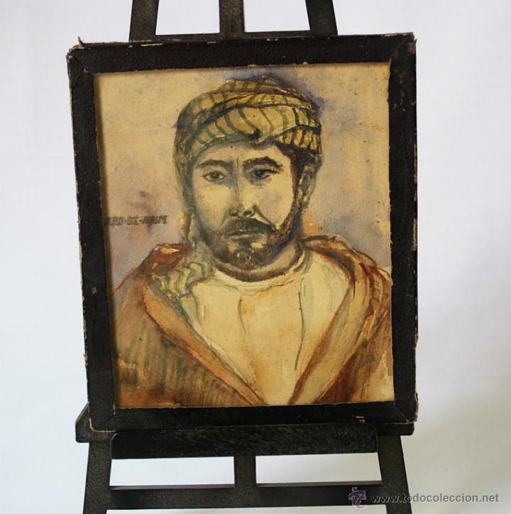 Arte: Abd El Krim. Retrato a acuarela ( 13X10 cm) Abd El Krim en campo izquierdo.1910-20