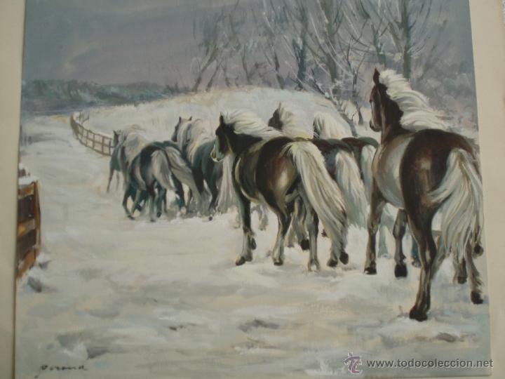 Arte: Caballos. Acuarela original de Girona - Foto 1