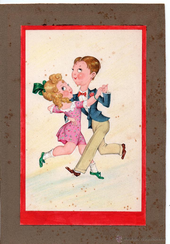 Art: Pareja de baile acuarela 1940-50