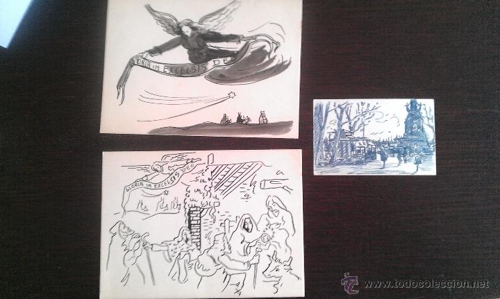 Arte: ca. 1940 Joan Commeleran i Carrera GRUPO DE ARTISTAS INDEPENDIENTES LOTE 3 DIBUJOS ORIGINALE