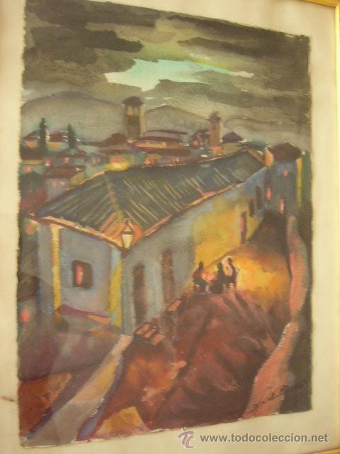 Arte: ACUARELA ENMARCADA CON FIRMA SIN DENTIFICAR Y DEDICATORIA A LAPIZ ILEGIBLE. 21 X 28.5 CM MEDIDAS DE