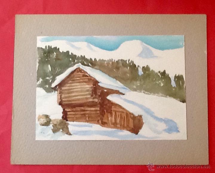 Arte: PAISAJE NEVADO CON CABA&Ntilde;A.. ENVIO INCLUIDO EN EL PRECIO.