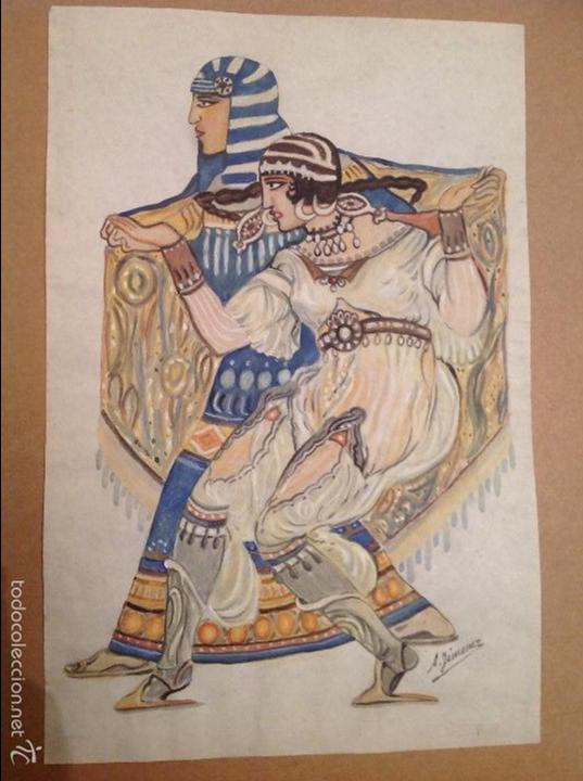 Arte: A. Jim&eacute;nez. Bailarines. Art Deco. - Foto 1