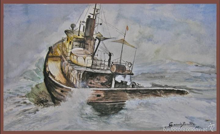 Kunst: Oportunidad !!! Acuerela Marina....Firmada por el autor... de gran calidad ......Mide 43 X 25,5 cms