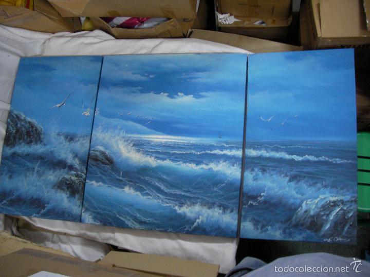 Arte: CUADRO ORIGINAL EN TRIPTICO - MARINA EN TRES LIENZOS - Foto 1