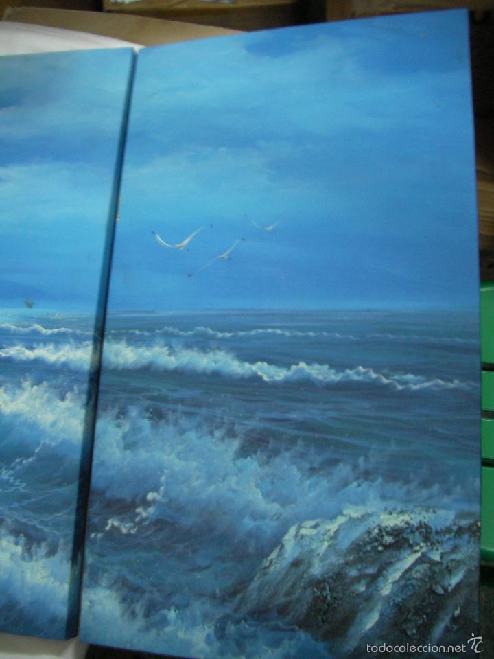 Arte: CUADRO ORIGINAL EN TRIPTICO - MARINA EN TRES LIENZOS - Foto 3