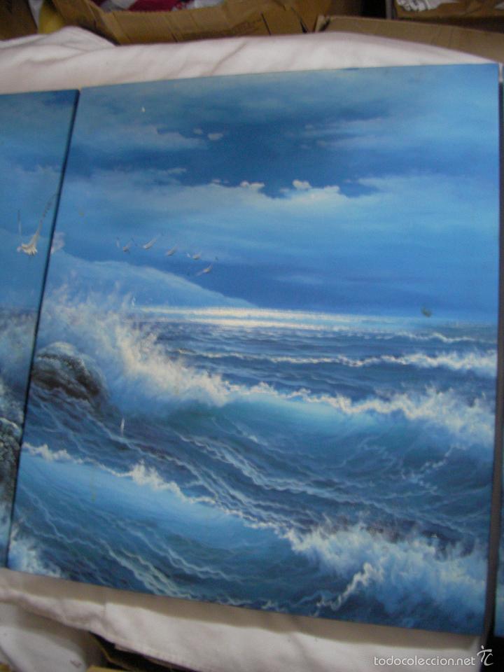 Arte: CUADRO ORIGINAL EN TRIPTICO - MARINA EN TRES LIENZOS - Foto 4