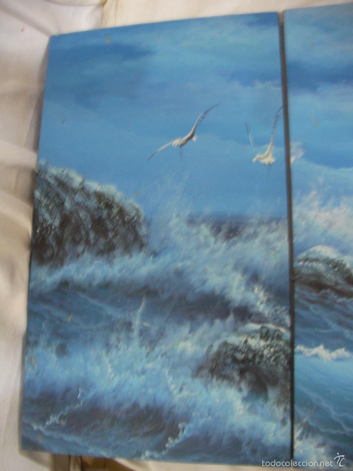 Arte: CUADRO ORIGINAL EN TRIPTICO - MARINA EN TRES LIENZOS - Foto 5