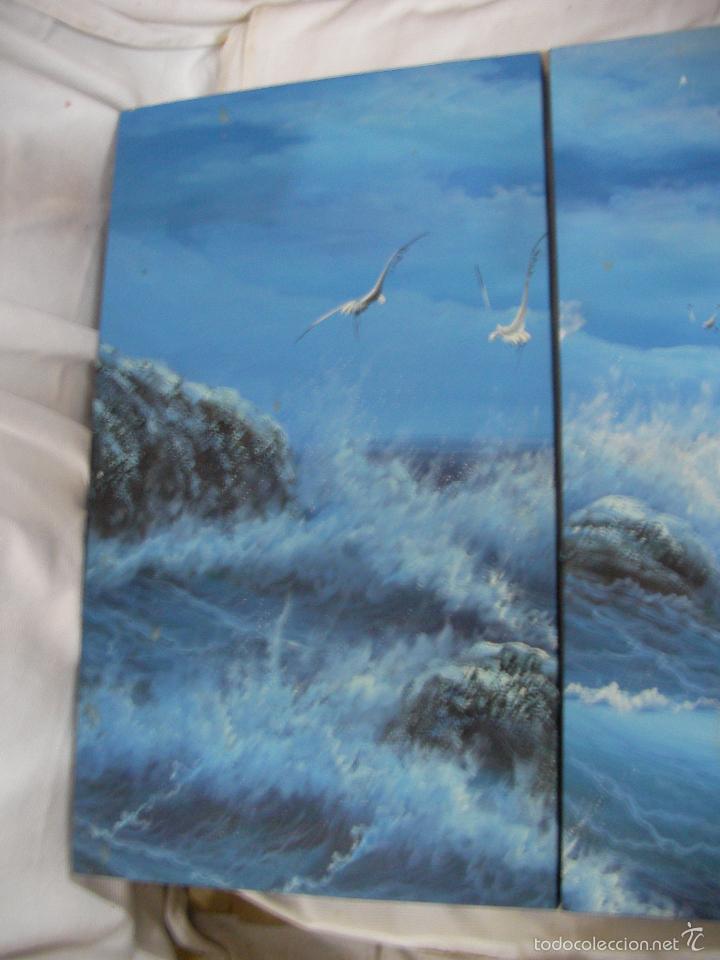 Arte: CUADRO ORIGINAL EN TRIPTICO - MARINA EN TRES LIENZOS - Foto 6