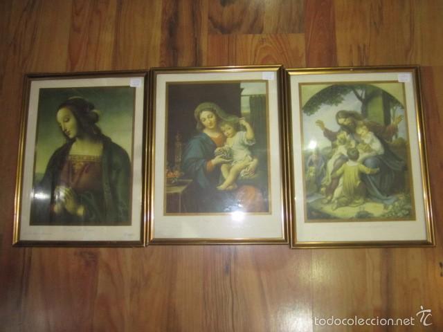 Arte: 3 L&aacute;minas con motivos religiosos de Juan Bargue&ntilde;o y cia Barcelona. Enmarcadas. 23 x 31,5 cms.