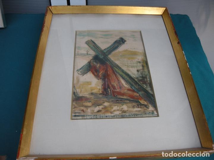 Arte: ACUARELA CRISTO CON CRUZ, E. COBOS - Foto 1