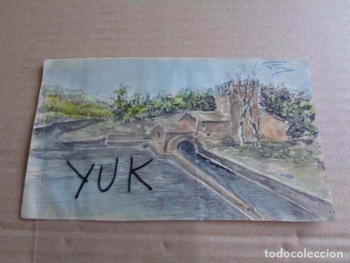 Arte: PINTURA DE FABRICA DE VALENCIA O PROVINCIA - 1966 - DEDICADA Y FIRMADA --- 15.5 * 9 CM