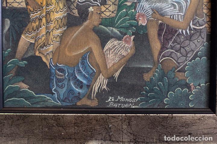 Arte: ke manggi batuan pintura original escuela de ubud, enmarcada. 27x31cm - Foto 4 - 82425024