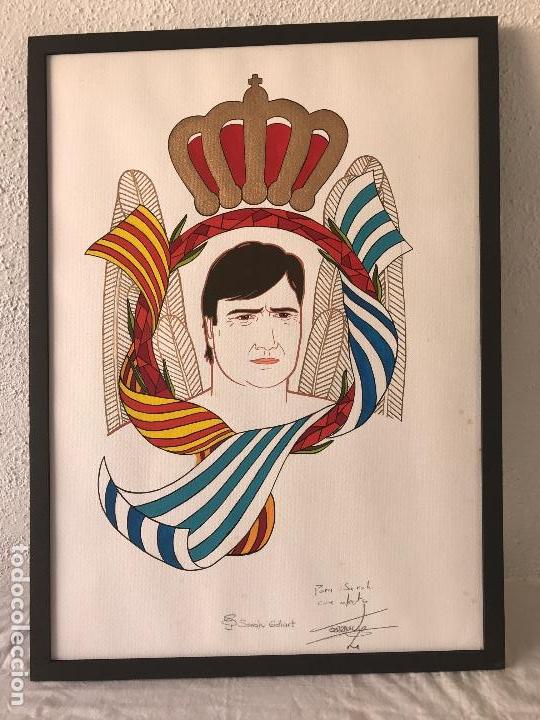 Arte: RETRATO DE CAMACHO RCD.ESPA&Ntilde;OL , SARA GALLART 1997 EXPUESTO EN PALCO CLUB.