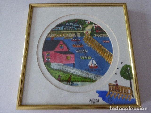 Arte: ACUARELA ORIGINAL Y ENMARCADA CON CRISTAL DE HILDA & LAURI KAIHLANEN. 21 X 21 CM MEDIDAS CON MARCO.