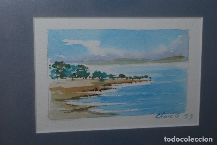 Arte: ACUARELA DE LA PINTORA C&Aacute;NTABRA CHARO GONZ&Aacute;LEZ - MARINA - PAISAJE - SANTANDER - BAH&Iacute;A - 1999