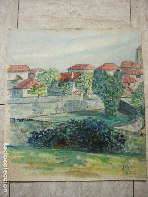 Arte: ACUARELA CON ESCENA DE VALDEMORILLO. 1980. FIRMADA. 34 X 38 CM