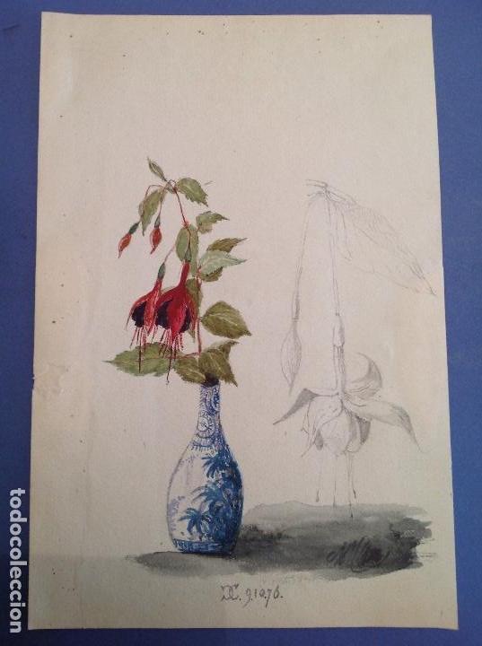 Arte: An&oacute;nimo. Florero y flores - Foto 1