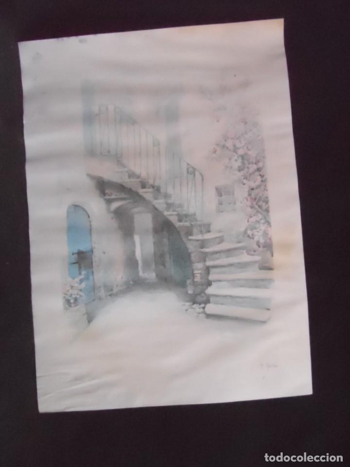 Arte: acuarela patio exterior arte italiano m marten vecchio cortiles