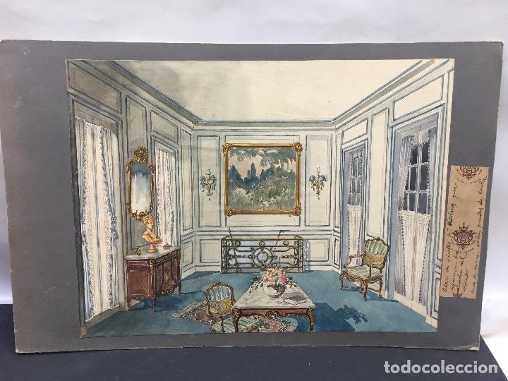 Arte: BOCETTO DECORACION GABINETE , CASA RAMALA , MADRID ,1940, SELLADO