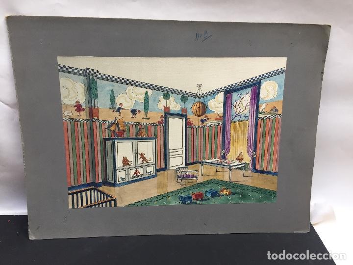 Arte: BOCETO DECORACION HABITACION INFANTIL  , CASA RAMAGA , MADRID ,1930