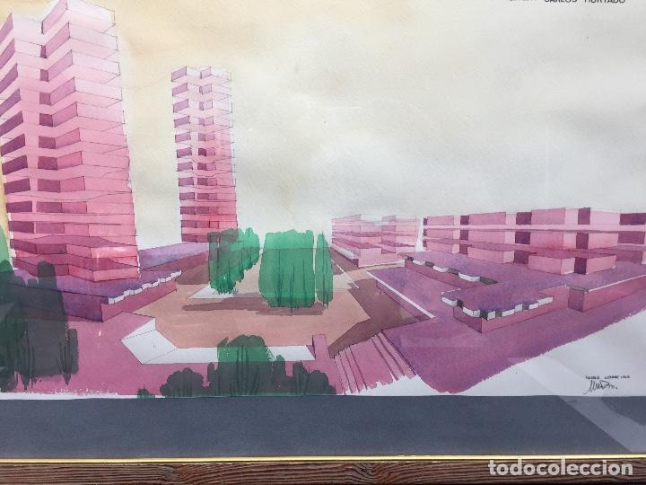 Kunst: ARQ: CARLOS HURTADO , DIBUJO  ACUARELA URBANIZACION 1967
