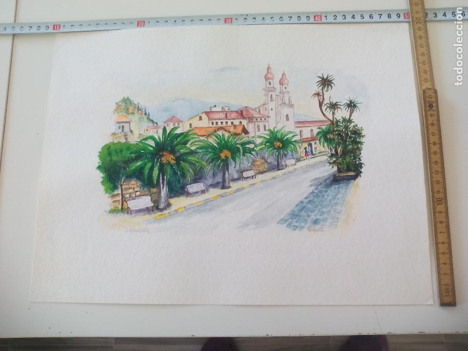 Art: Acuarela firmada por el pintor Br&auml;uer. Laigueglia, Italia, a&ntilde;os 70. watercolor paint, Aquarellfarbe