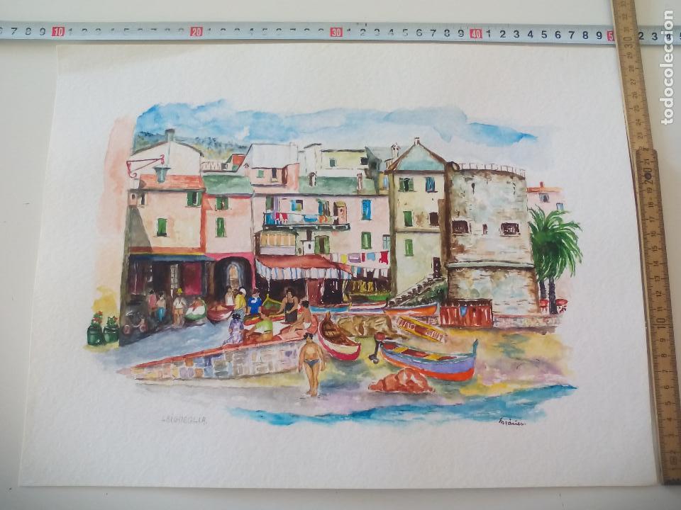 Art: Acuarela firmada por el pintor Br&auml;uer. Laigueglia, a&ntilde;os 70, watercolor paint, Aquarellfarbe