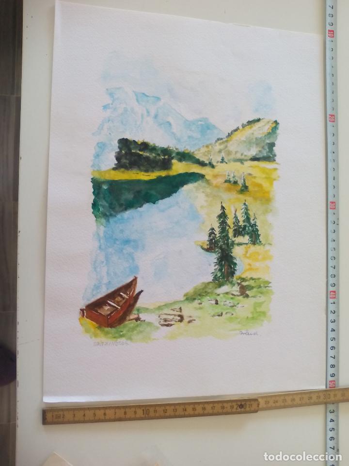 Art: Acuarela firmada por el pintor Br&auml;uer. spitzingsee,Alemania a&ntilde;os 70, watercolor paint, Aquarellfarbe
