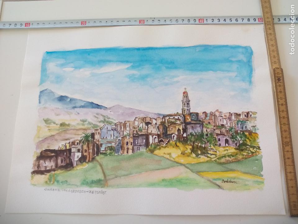 Art: Acuarela firmada por el pintor Br&auml;uer. Bissana vom erdbeben a&ntilde;os 70, watercolor paint, Aquarellfarbe