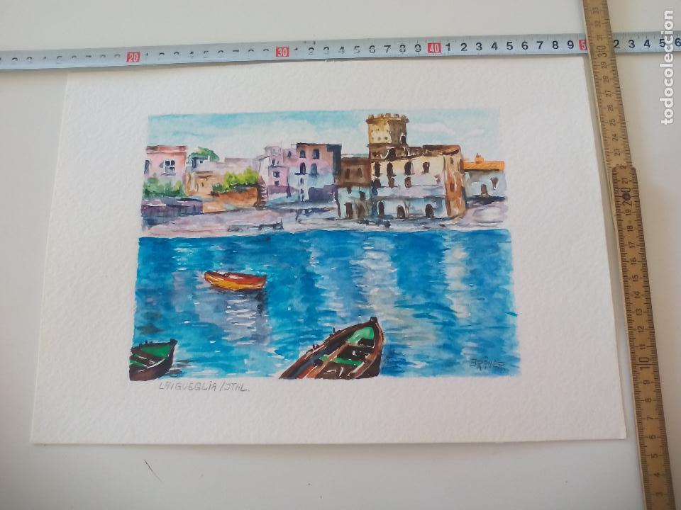 Arte: Acuarela firmada por el pintor Br&auml;uer. Laigueglia Jtal a&ntilde;os 70, watercolor paint, Aquarellfarbe